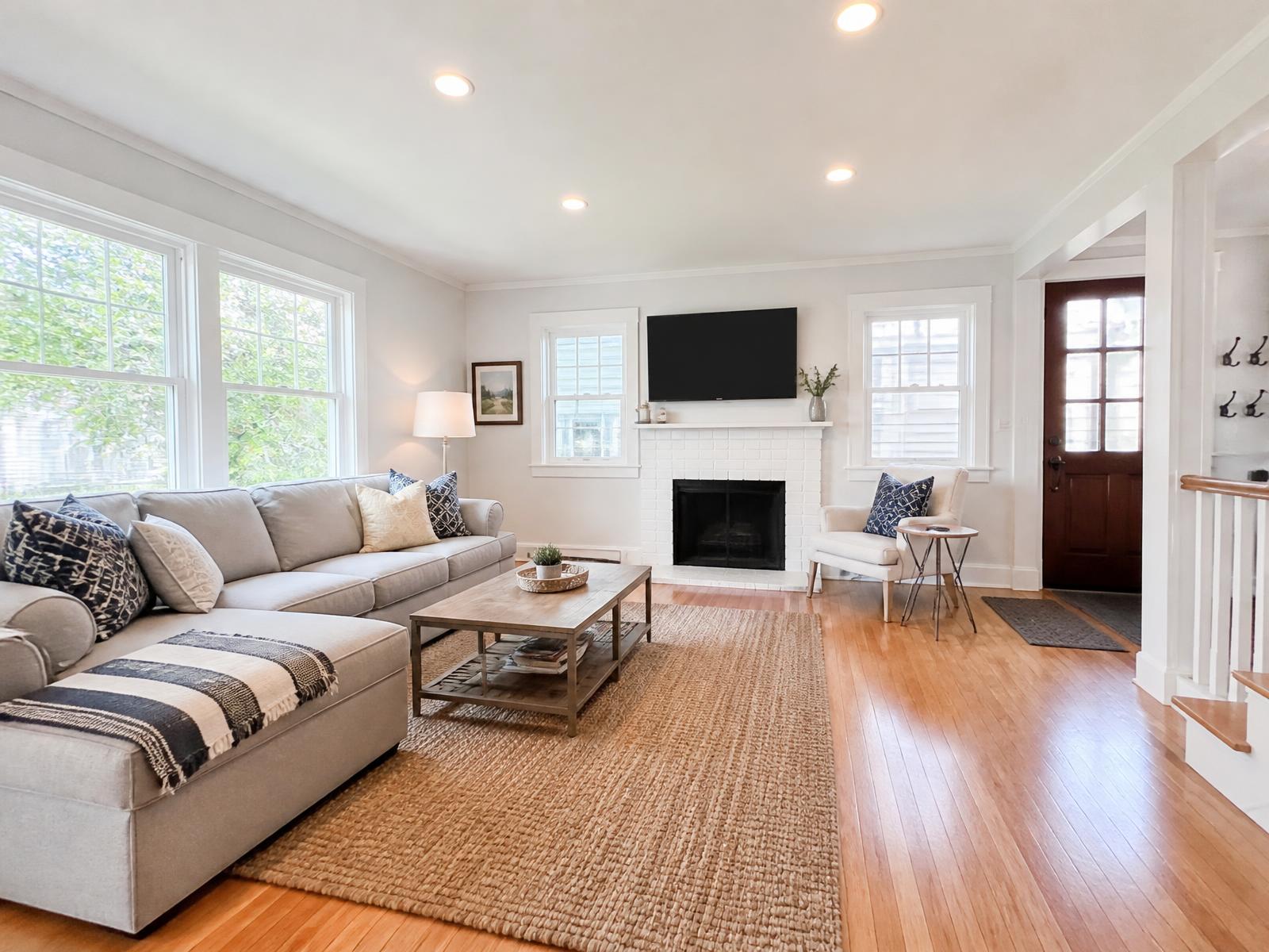 Bright, freshly cleaned living room in a Worcester-area home